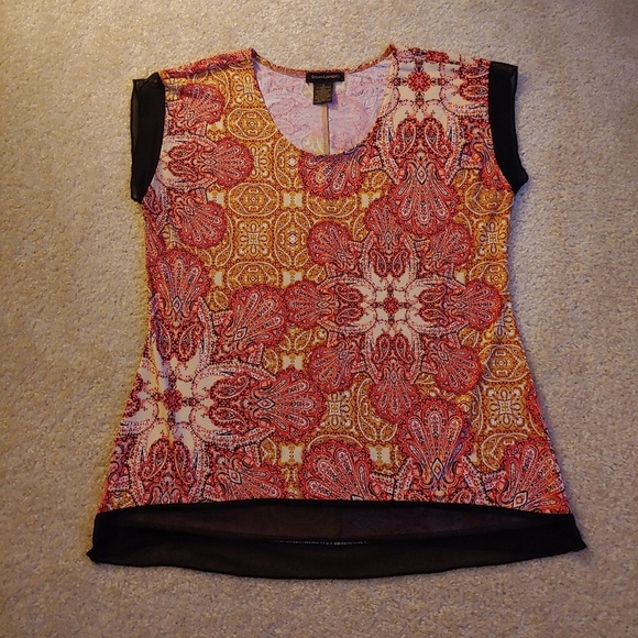 Susan Lawrence orange & blank blouse - Picture 1 of 4